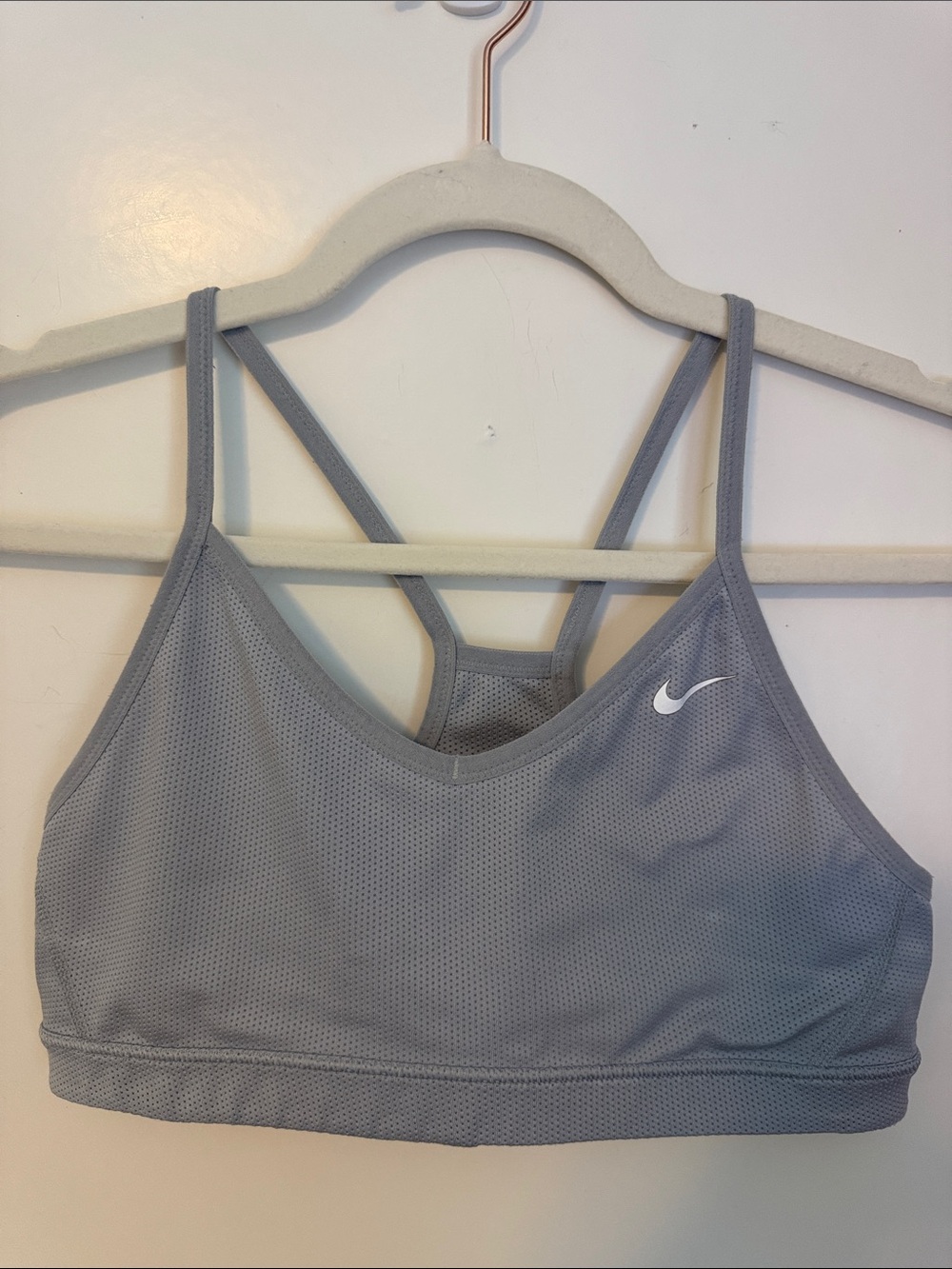 Nike Light Gray Mesh Strappy Sports Bra